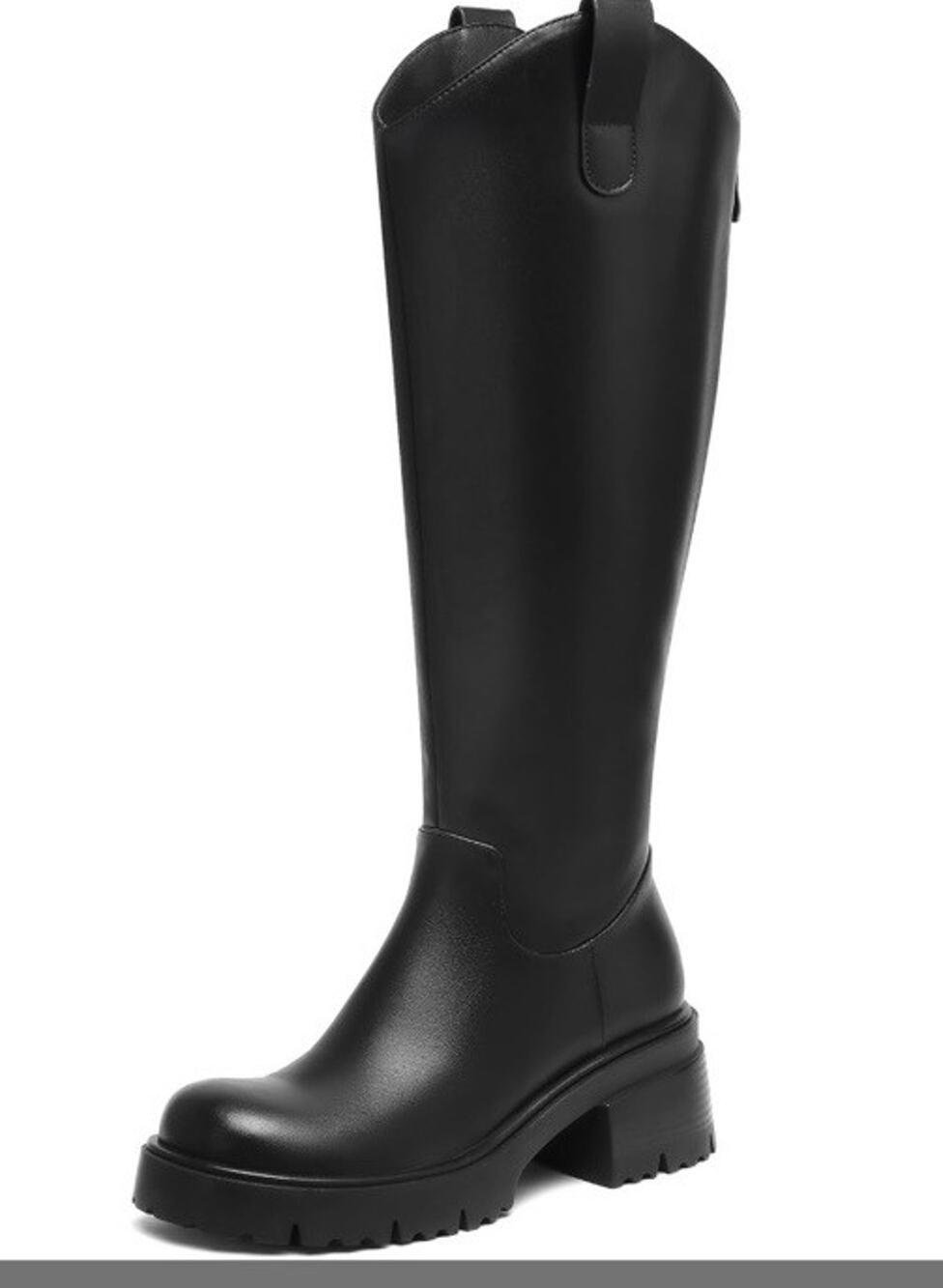 SLXCHBSL Women's KneeHigh Boots 2.5”Chunky Heel Round Toe Pullon Zipper Back 9.5